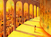 回廊・都市・古代都市・街・廊下・宮殿・黄色・イエロー
